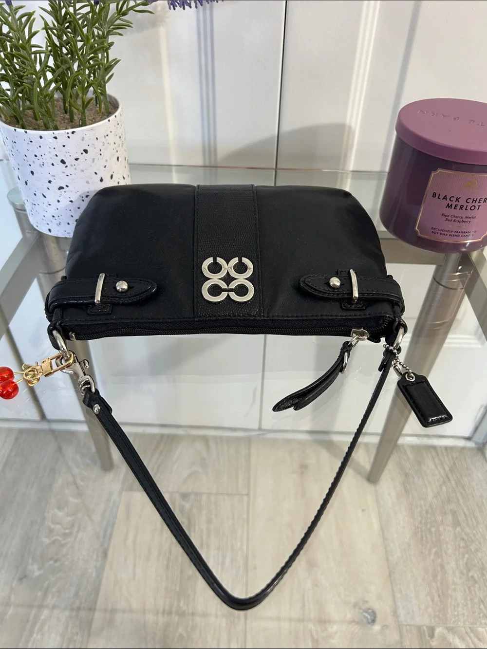 Coach Vintage Black Mini Bag with Silver Accents